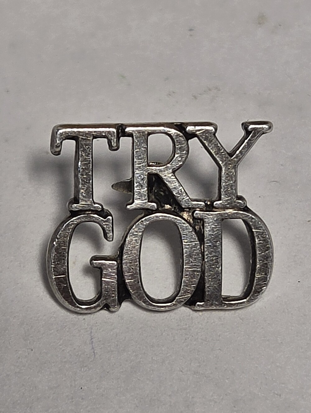 Vintage TRY GOD Tiffany & Co. Stering Silver Lapel Pin